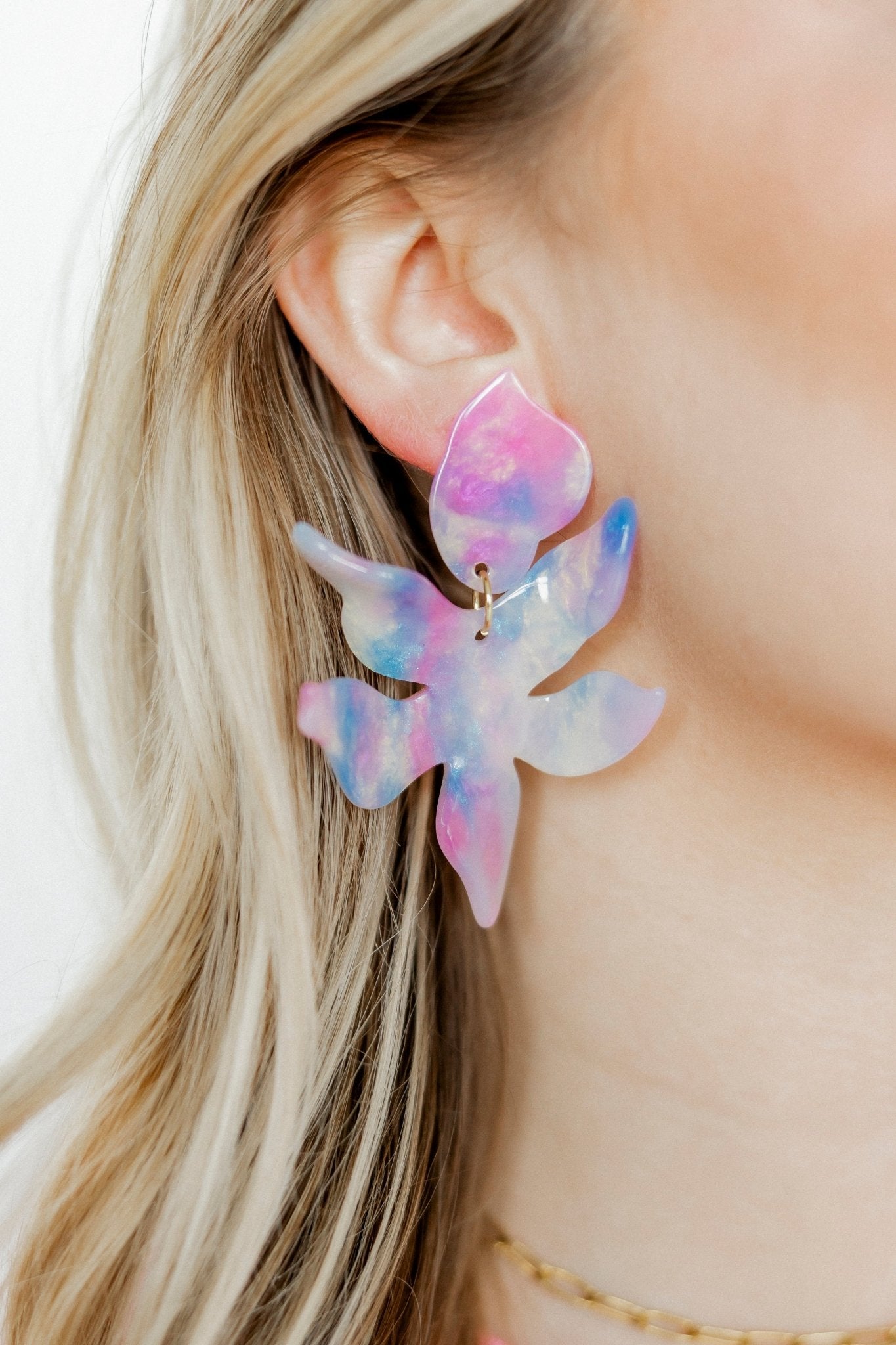 Flora Statement Earrings - Cotton Candy - Aaria Tees Aaria Tees