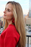 Flora Statement Earrings - Crimson - Aaria Tees Aaria Tees
