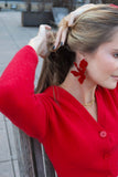 Flora Statement Earrings - Crimson - Aaria Tees Aaria Tees