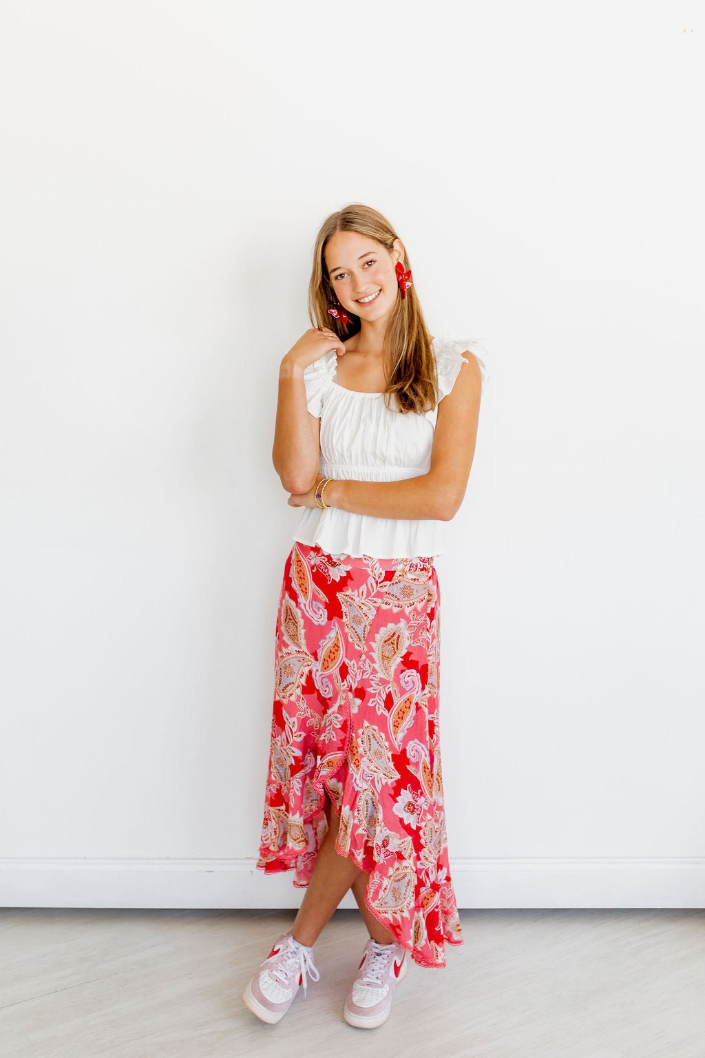 Flora Statement Earrings - Crimson - Aaria Tees Aaria Tees