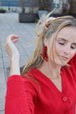 Flora Statement Earrings - Crimson - Aaria Tees Aaria Tees