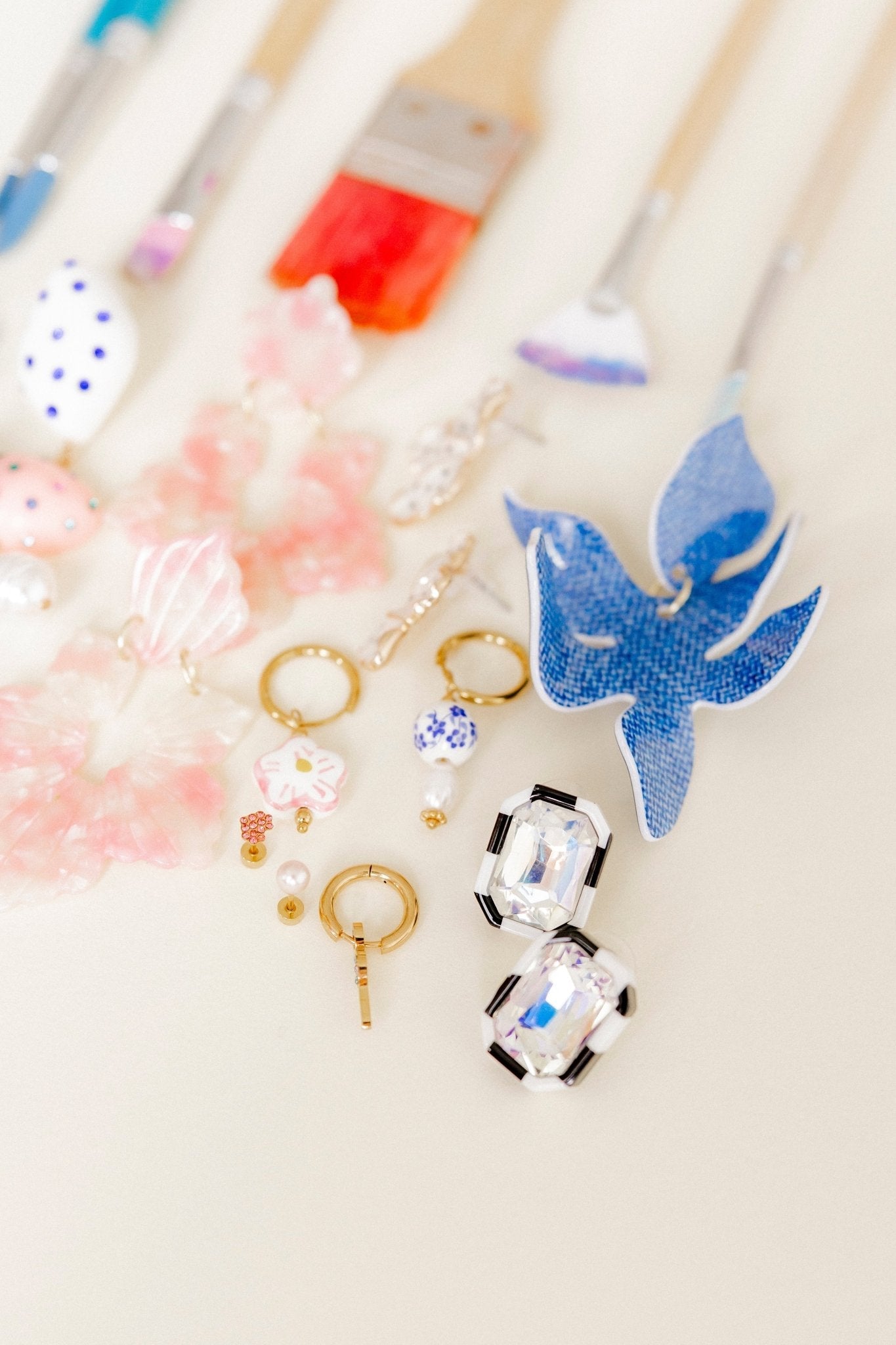 Flora Statement Earrings - Denim - Aaria Tees Aaria Tees