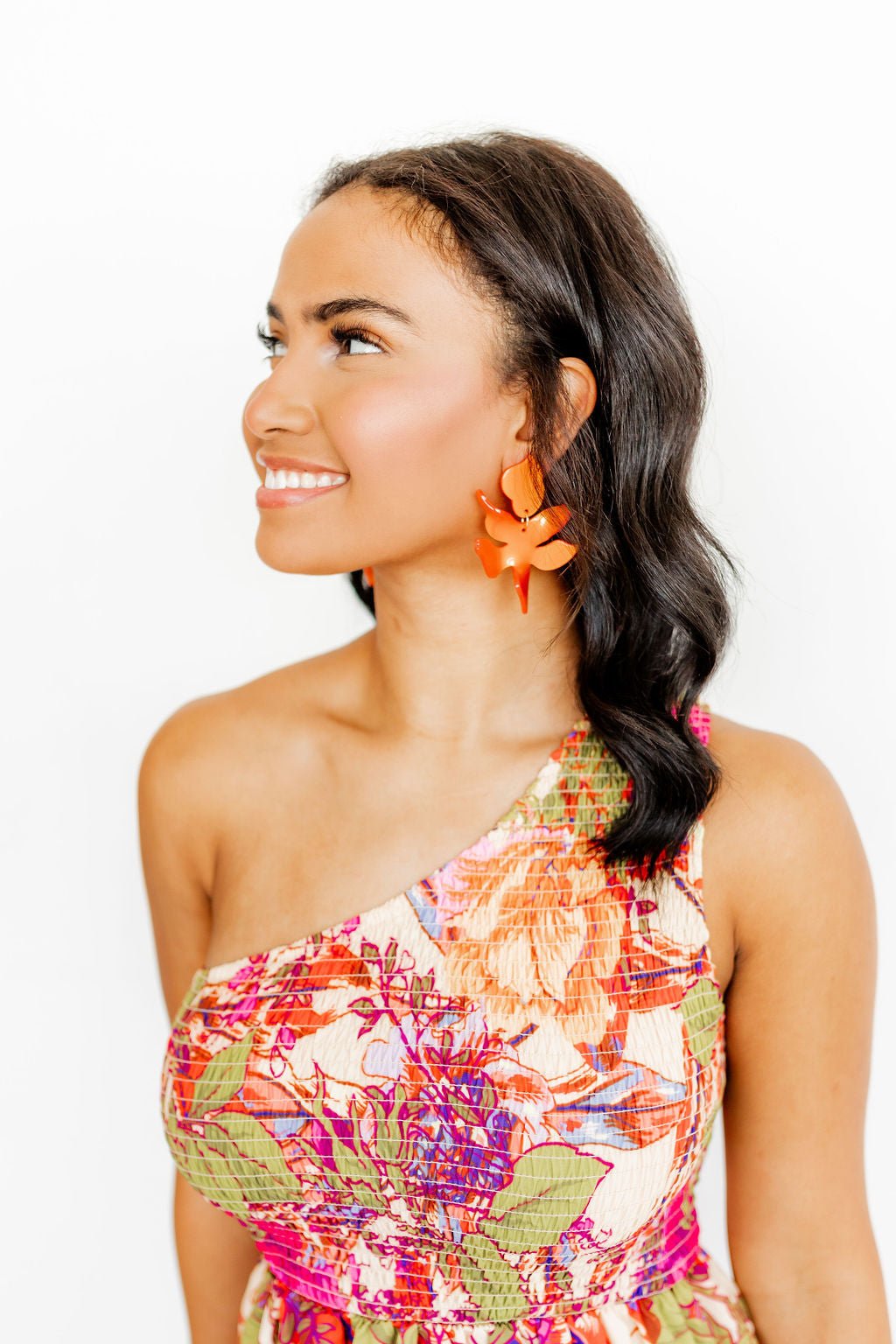 Flora Statement Earrings - Metallic Orange - Aaria Tees Aaria Tees
