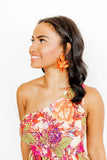 Flora Statement Earrings - Metallic Orange - Aaria Tees Aaria Tees