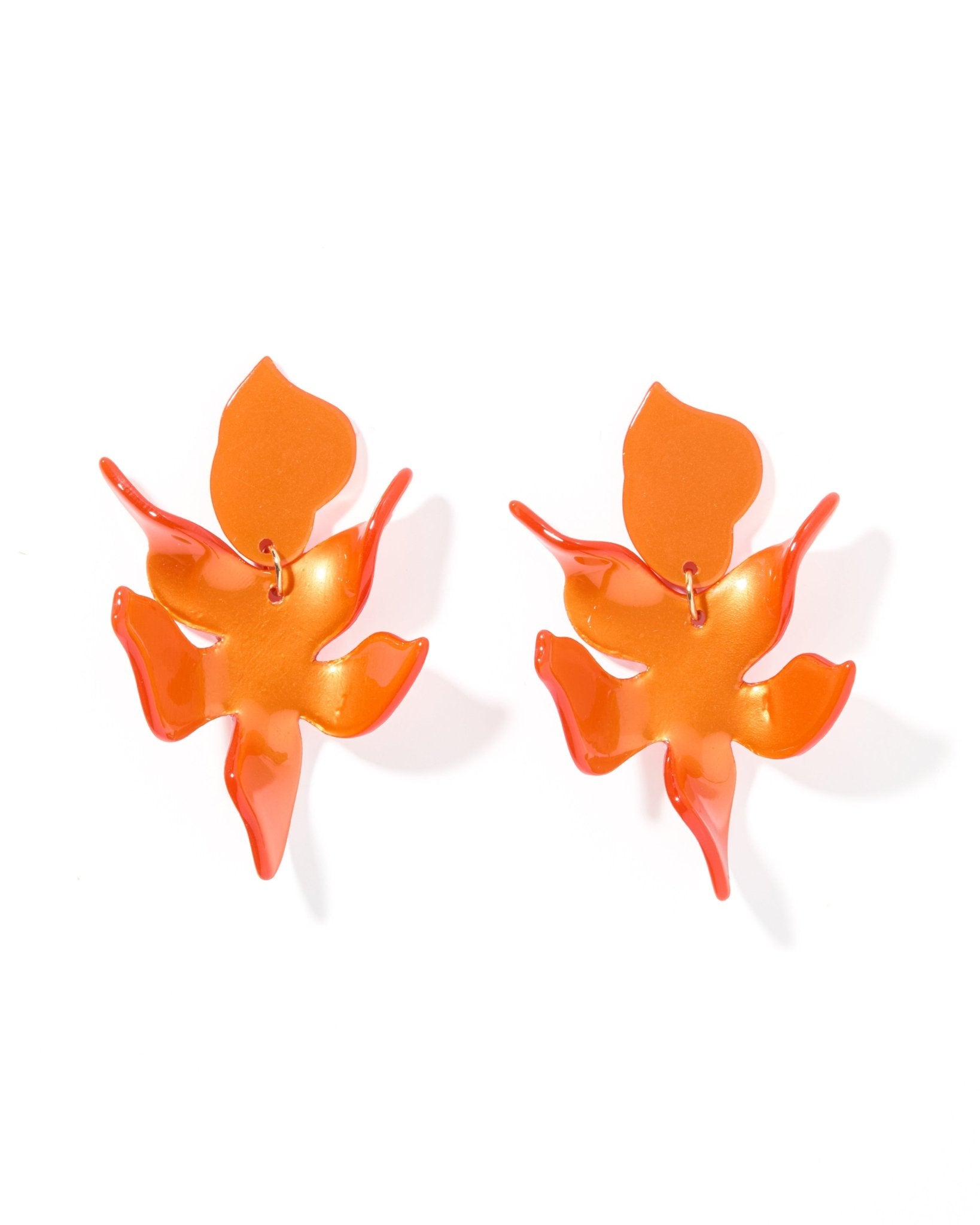 Flora Statement Earrings - Metallic Orange - Aaria Tees Aaria Tees