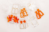 Flora Statement Earrings - Metallic Orange - Aaria Tees Aaria Tees