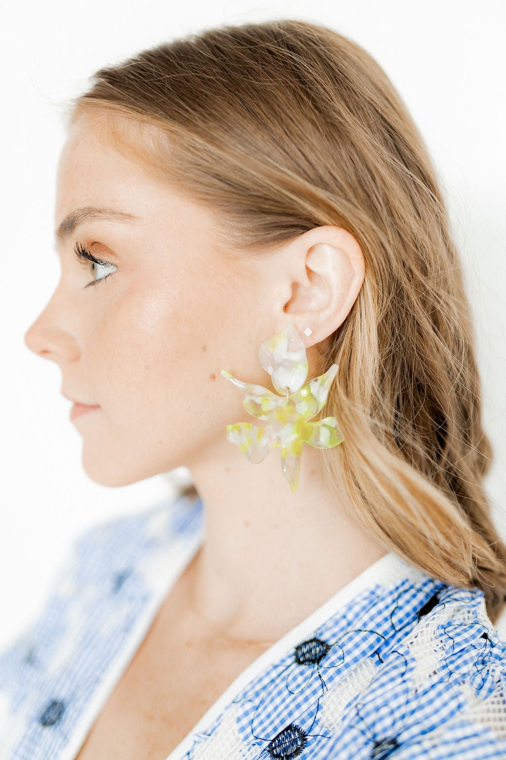 Flora Statement Earrings - Neon Yellow Clouds - Aaria Tees Aaria Tees