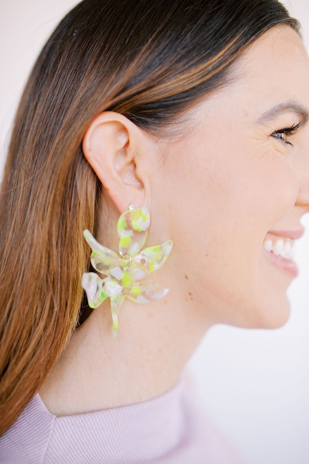 Flora Statement Earrings - Neon Yellow Clouds - Aaria Tees Aaria Tees