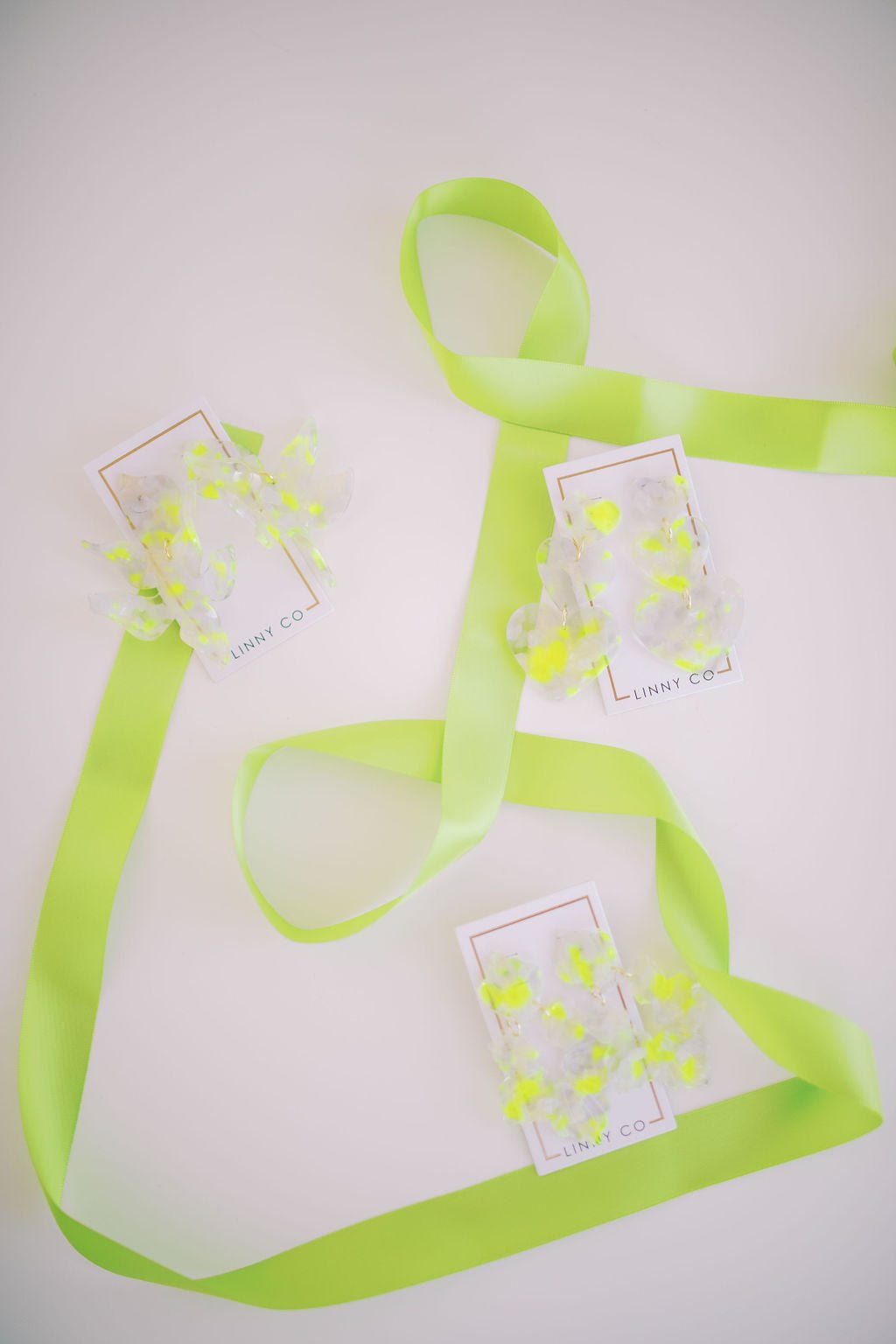 Flora Statement Earrings - Neon Yellow Clouds - Aaria Tees Aaria Tees