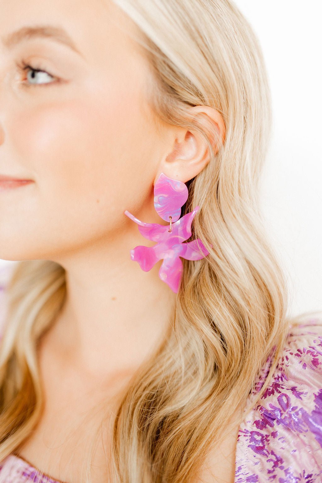 Flora Statement Earrings - Orchid Purple - Aaria Tees Aaria Tees