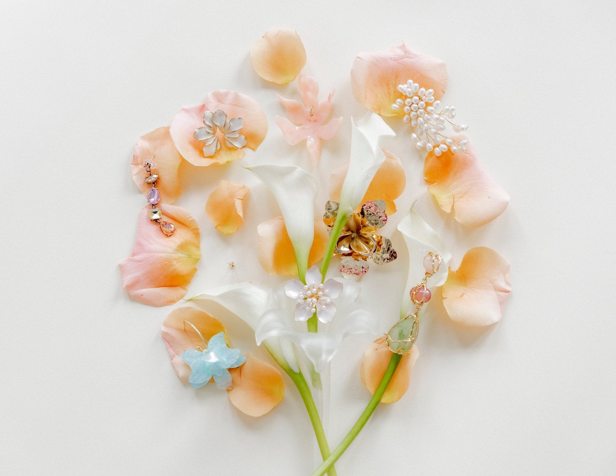 Flora Statement Earrings - Peach Bellini - Aaria Tees Aaria Tees