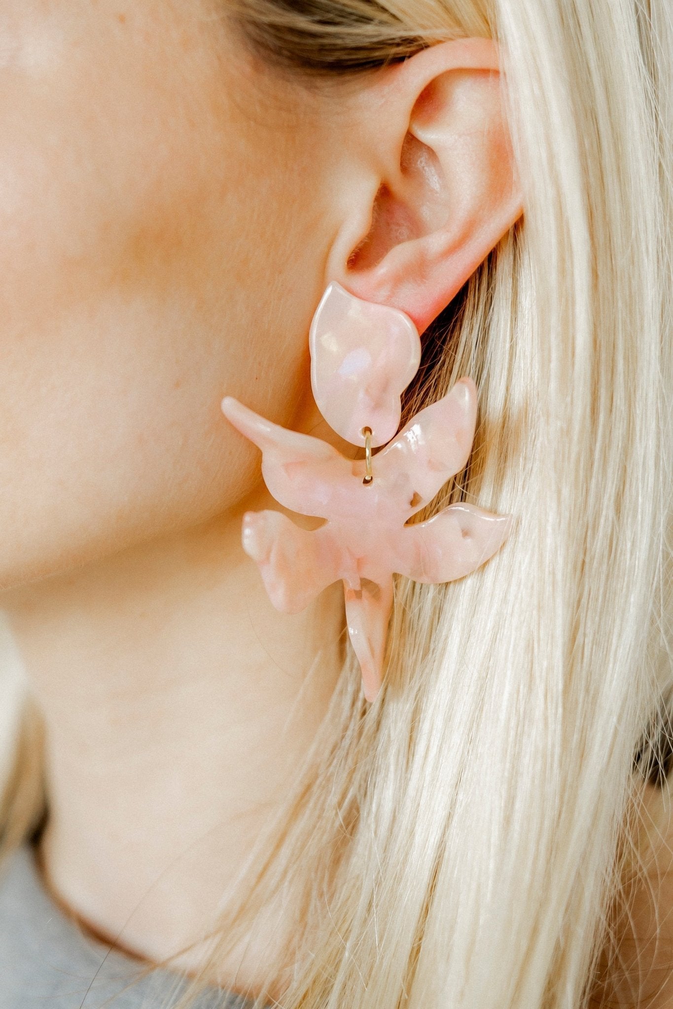 Flora Statement Earrings - Peach Bellini - Aaria Tees Aaria Tees