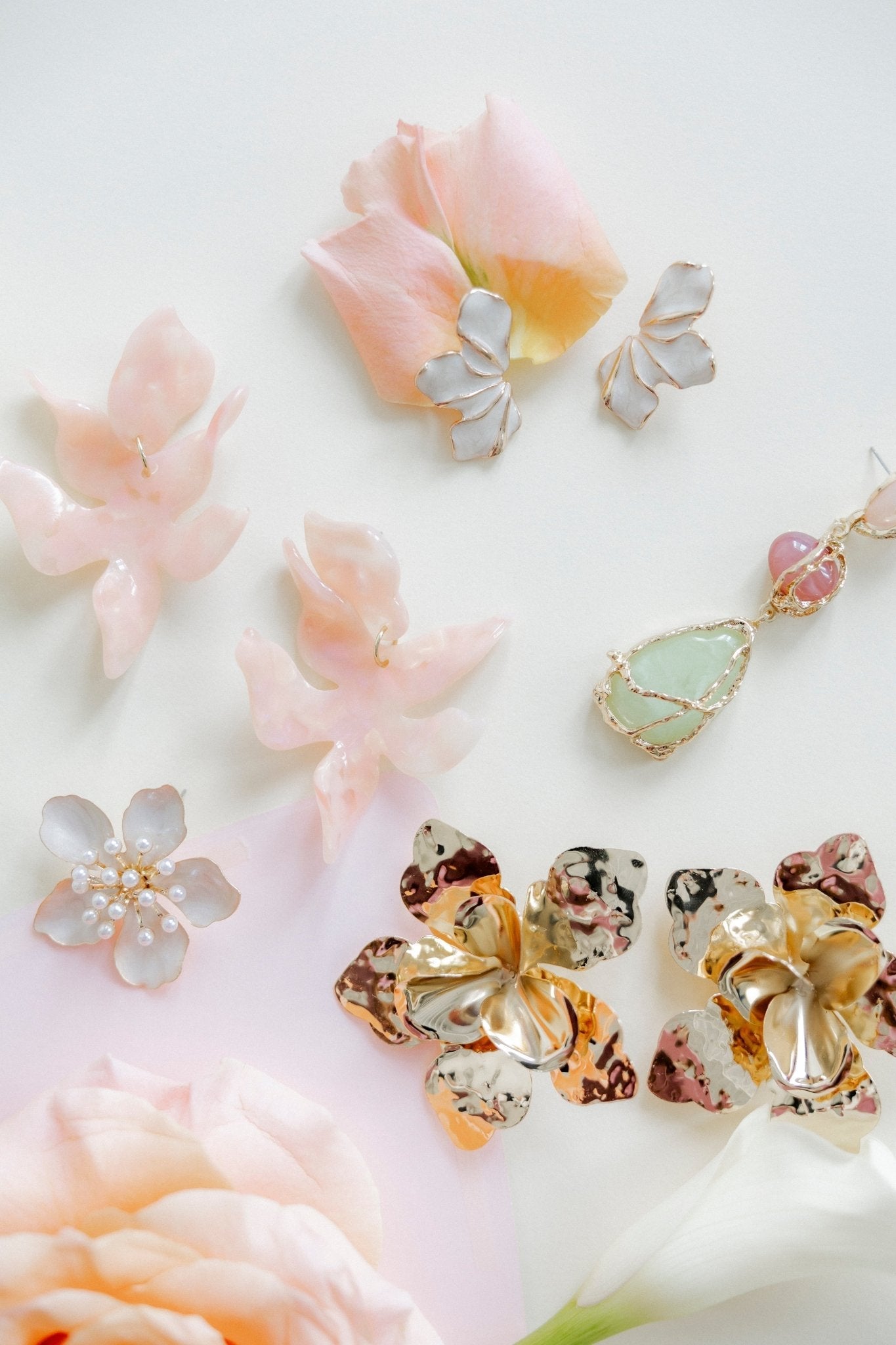 Flora Statement Earrings - Peach Bellini - Aaria Tees Aaria Tees