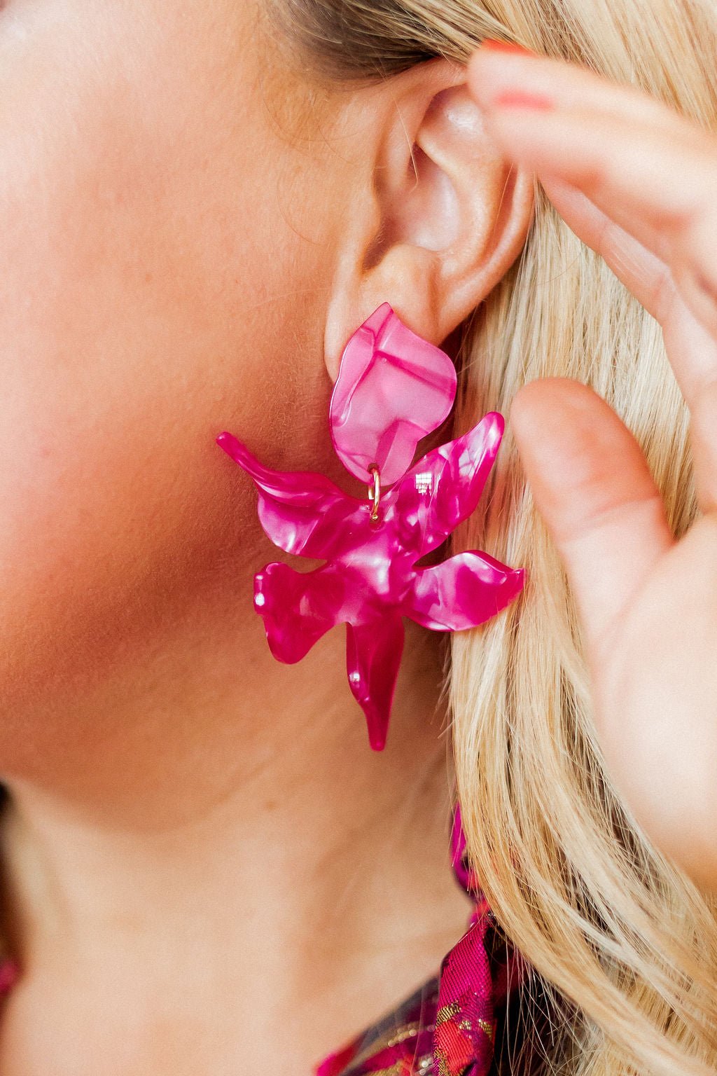 Flora Statement Earrings - Pearlized Pink - Aaria Tees Aaria Tees