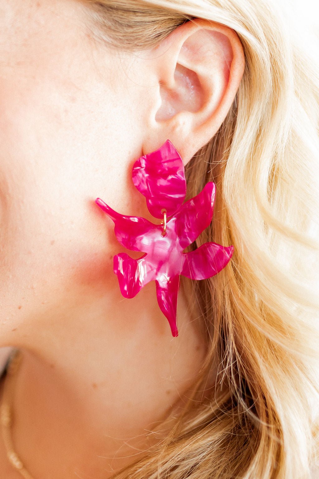Flora Statement Earrings - Pearlized Pink - Aaria Tees Aaria Tees