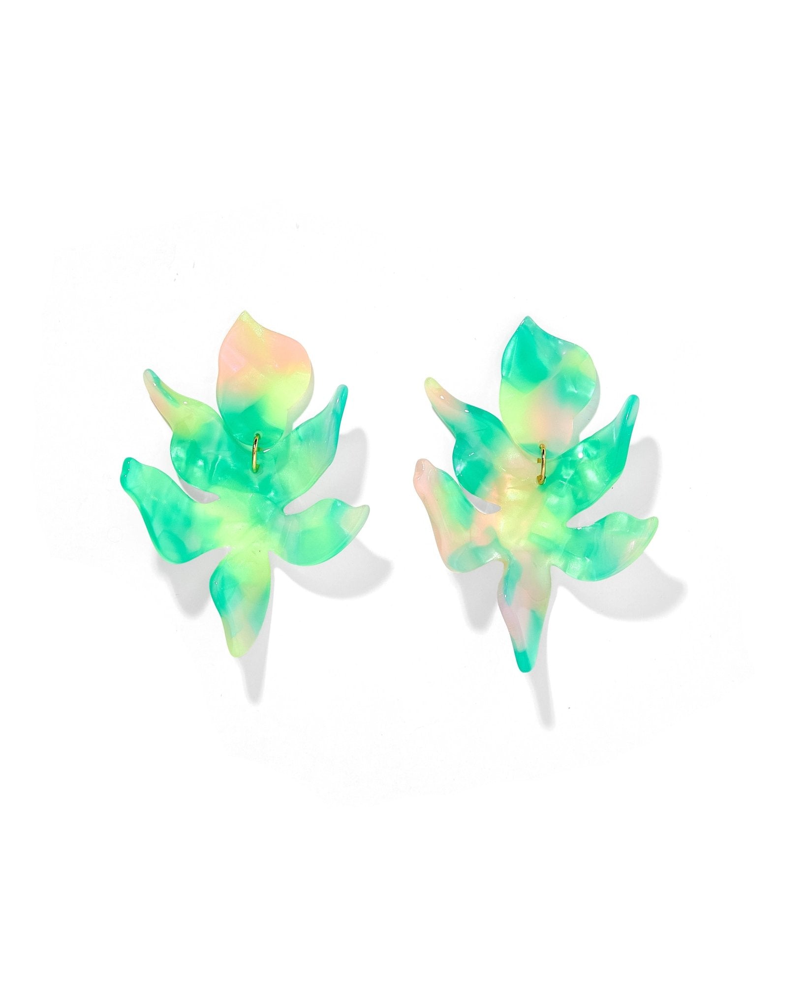 Flora Statement Earrings - Teal Seaglass - Aaria Tees Aaria Tees