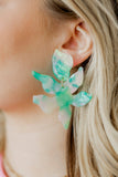Flora Statement Earrings - Teal Seaglass - Aaria Tees Aaria Tees