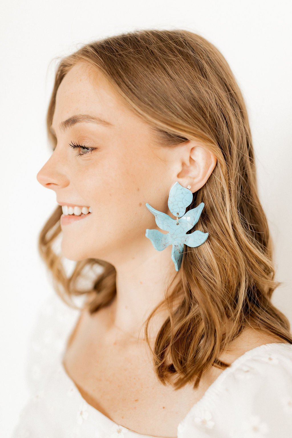 Flora Statement Earrings - Turquoise - Aaria Tees Aaria Tees
