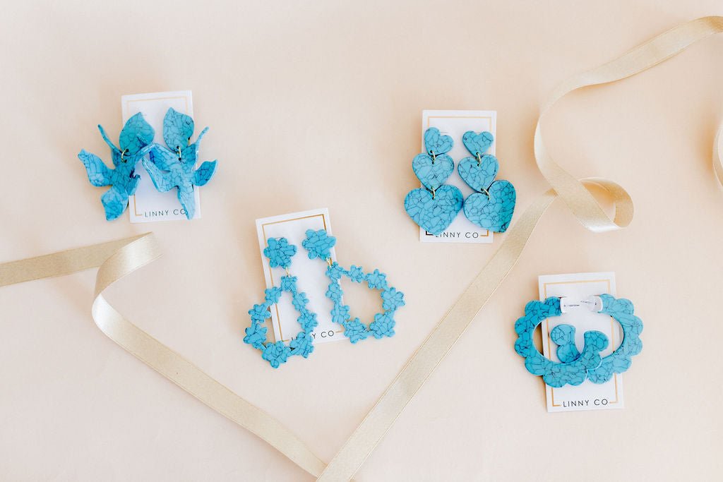 Flora Statement Earrings - Turquoise - Aaria Tees Aaria Tees
