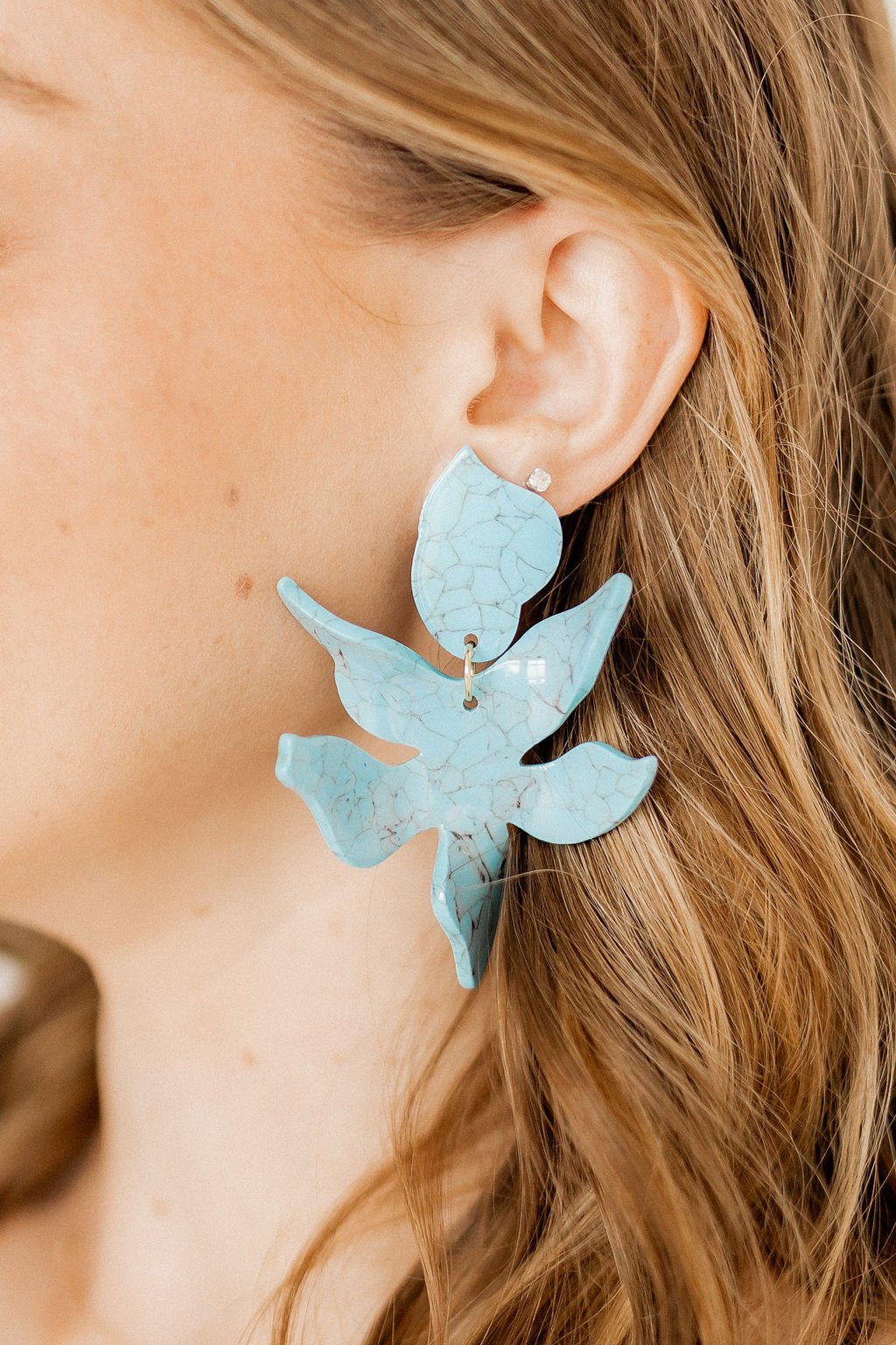 Flora Statement Earrings - Turquoise - Aaria Tees Aaria Tees