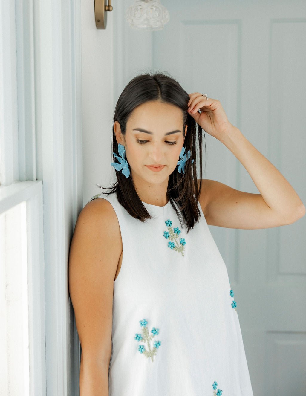 Flora Statement Earrings - Turquoise - Aaria Tees Aaria Tees