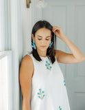 Flora Statement Earrings - Turquoise - Aaria Tees Aaria Tees