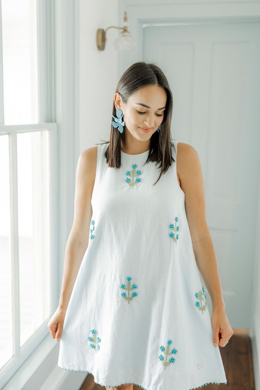 Flora Statement Earrings - Turquoise - Aaria Tees Aaria Tees