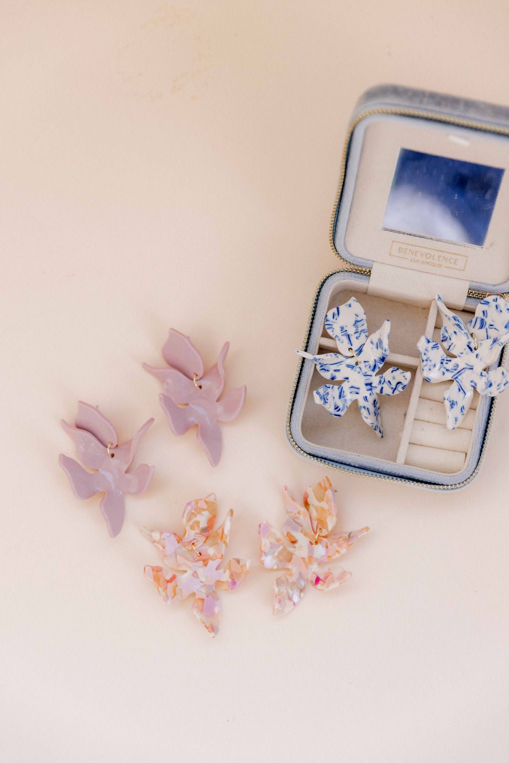 Flora Statement Earrings - Vintage Rose - Aaria Tees Aaria Tees