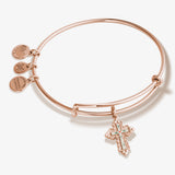 Floral Cross Charm Bangle Bracelet - Aaria Tees Aaria Tees