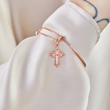 Floral Cross Charm Bangle Bracelet - Aaria Tees Aaria Tees