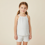 Organic Tank Top & Shorts Set - Fog Stripes - Aaria Tees Aaria Tees