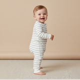 Organic 2-Way Zip Romper - Fog Stripes - Aaria Tees Aaria Tees