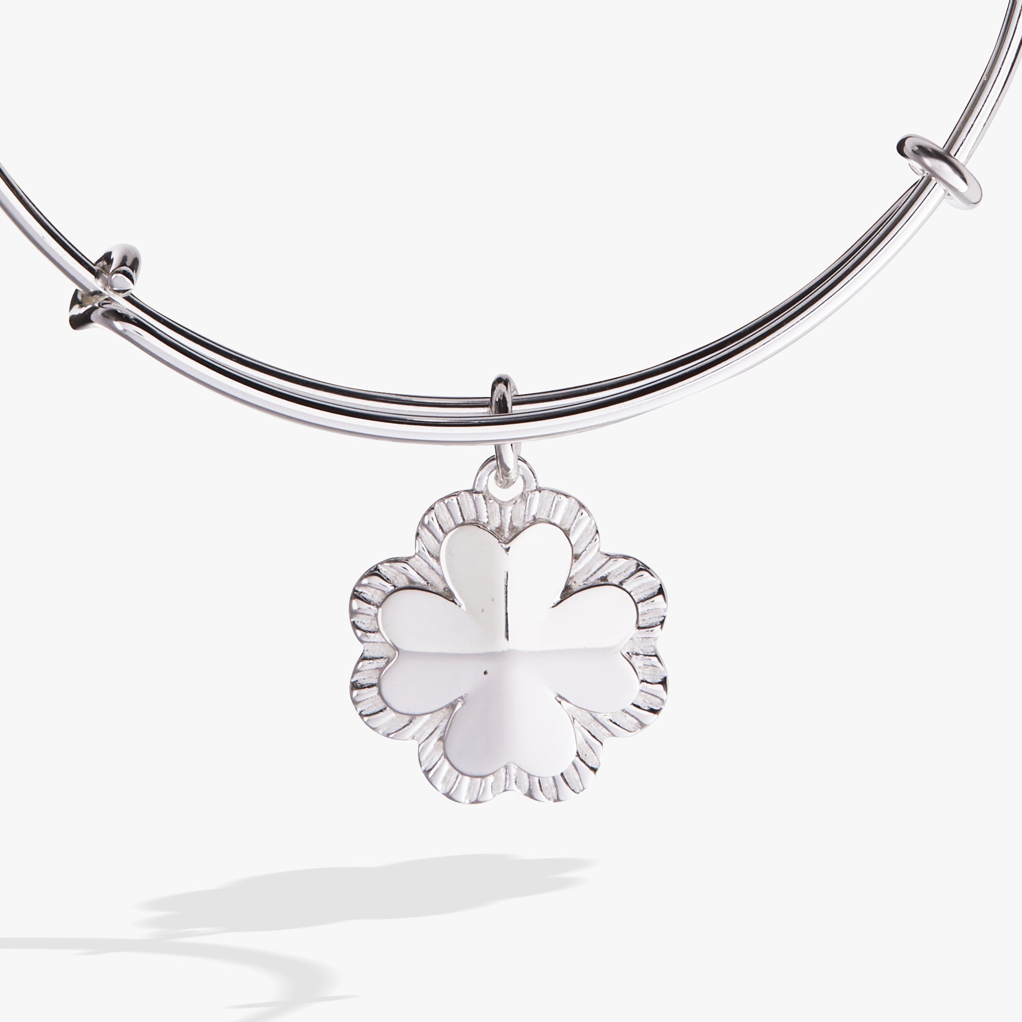 Four-Leaf Clover Charm Bangle - Aaria Tees Aaria Tees