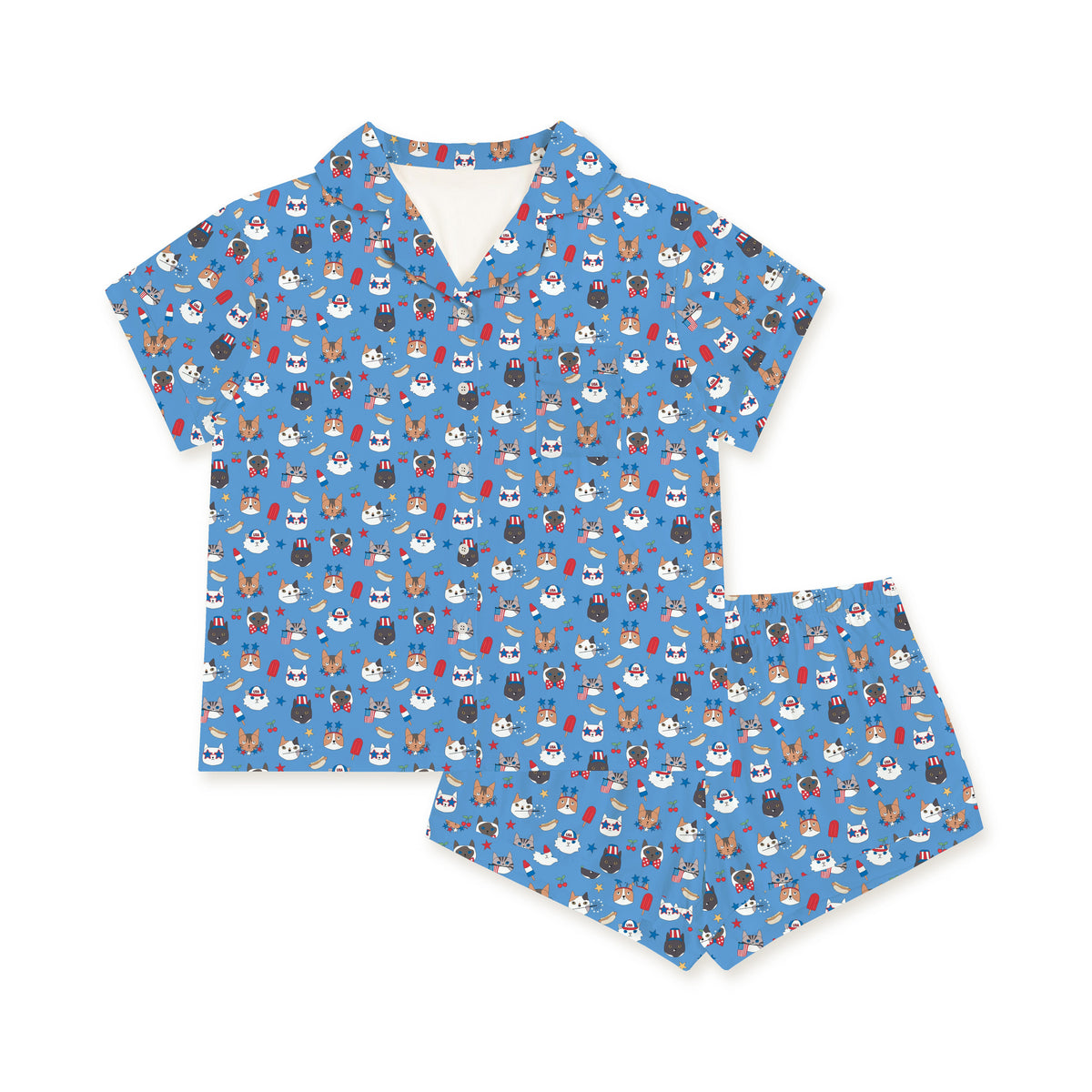 Freedom Cats (Women's Short Sleeve PJ) - Aaria Tees