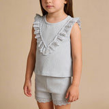 Organic Ruffle Top & Shorts Set - Fog - Aaria Tees Aaria Tees