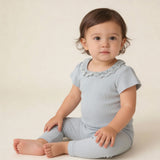 Organic Lace Collar Onesie & Tights Set - Fog - Aaria Tees Aaria Tees