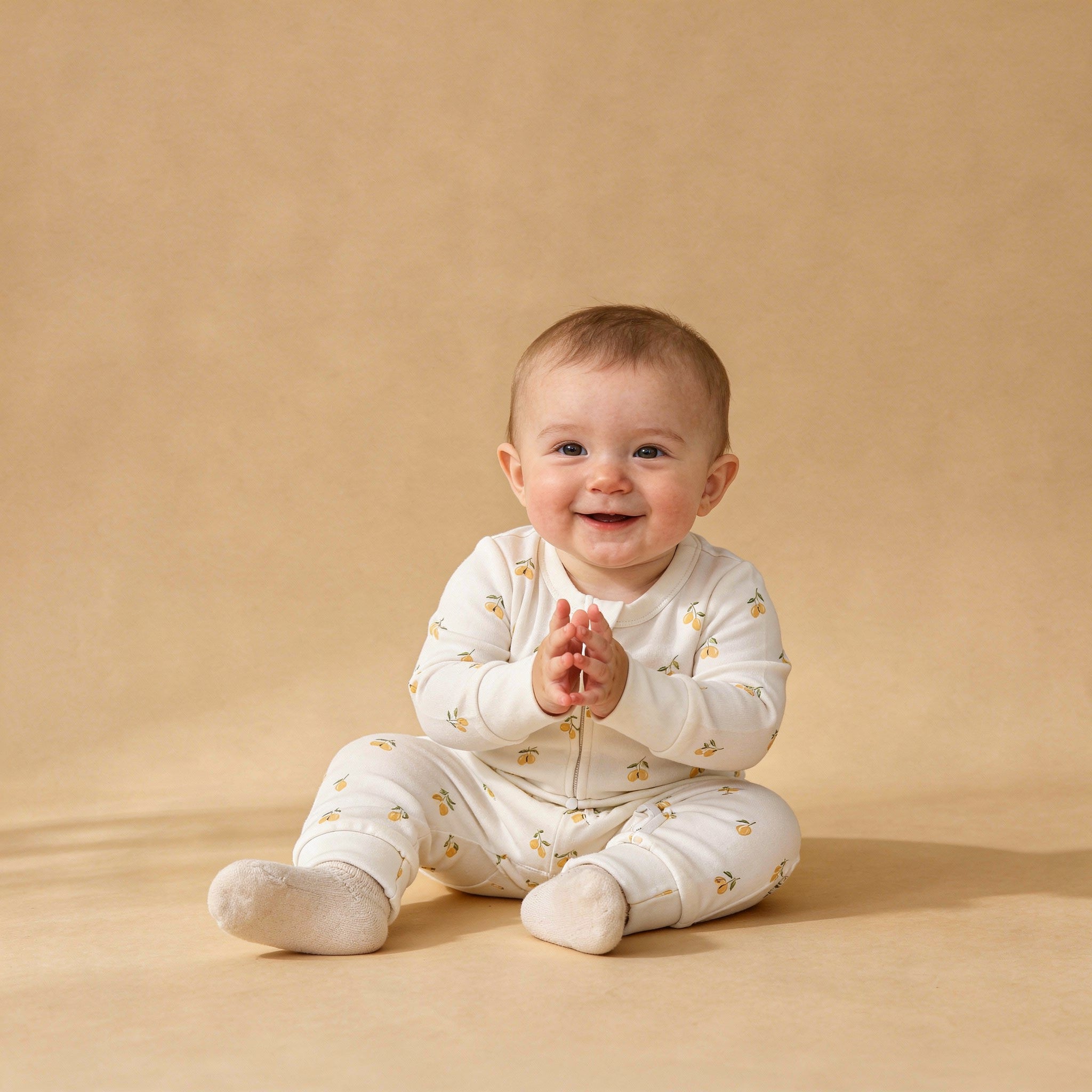 Organic 2-Way Zip Romper - Lemons - Aaria Tees Aaria Tees