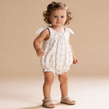 Organic Tie Shoulder Bubble Romper - Spring Weave - Aaria Tees Aaria Tees