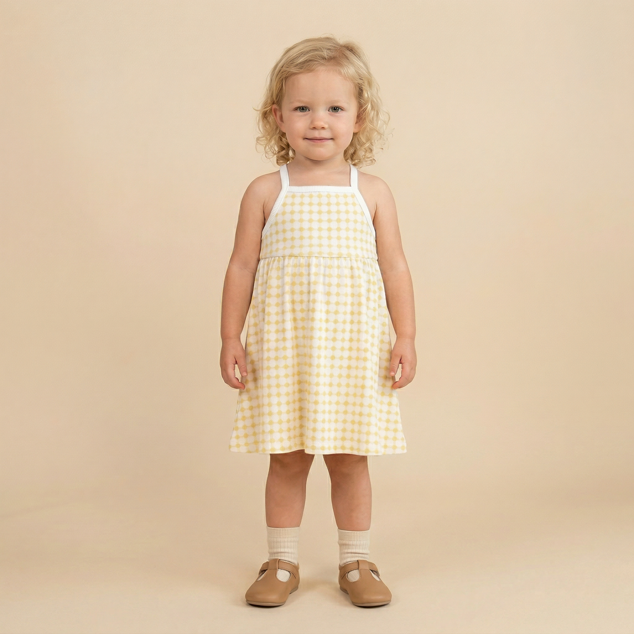 Organic Tie-Back Strap Dress - Dotty Gingham - Aaria Tees Aaria Tees