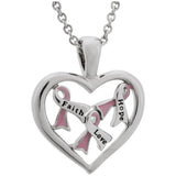 Full Heart Pink Ribbon Necklace - Aaria Tees Aaria Tees