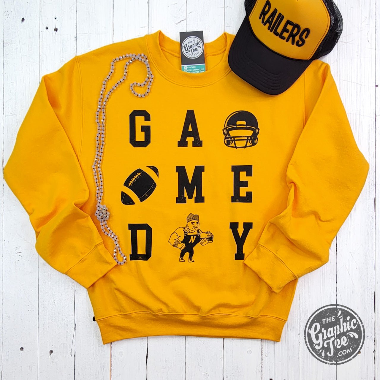 GAME DAY ADULT Newton Railers Gold Crewneck Sweatshirt - Aaria Tees Aaria Tees
