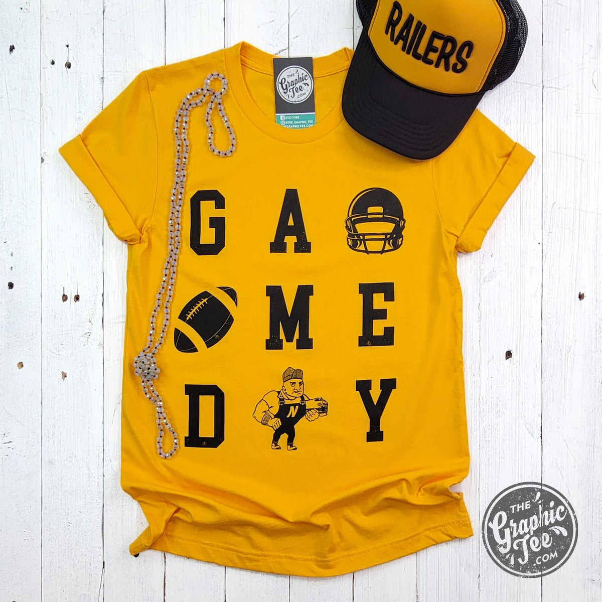 GAME DAY ADULT Newton Railers Gold Short Sleeve Unisex Tee - Aaria Tees