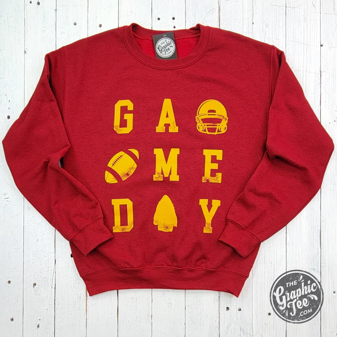 GAME DAY KC Red and Gold Crewneck Sweatshirt - Aaria Tees Aaria Tees
