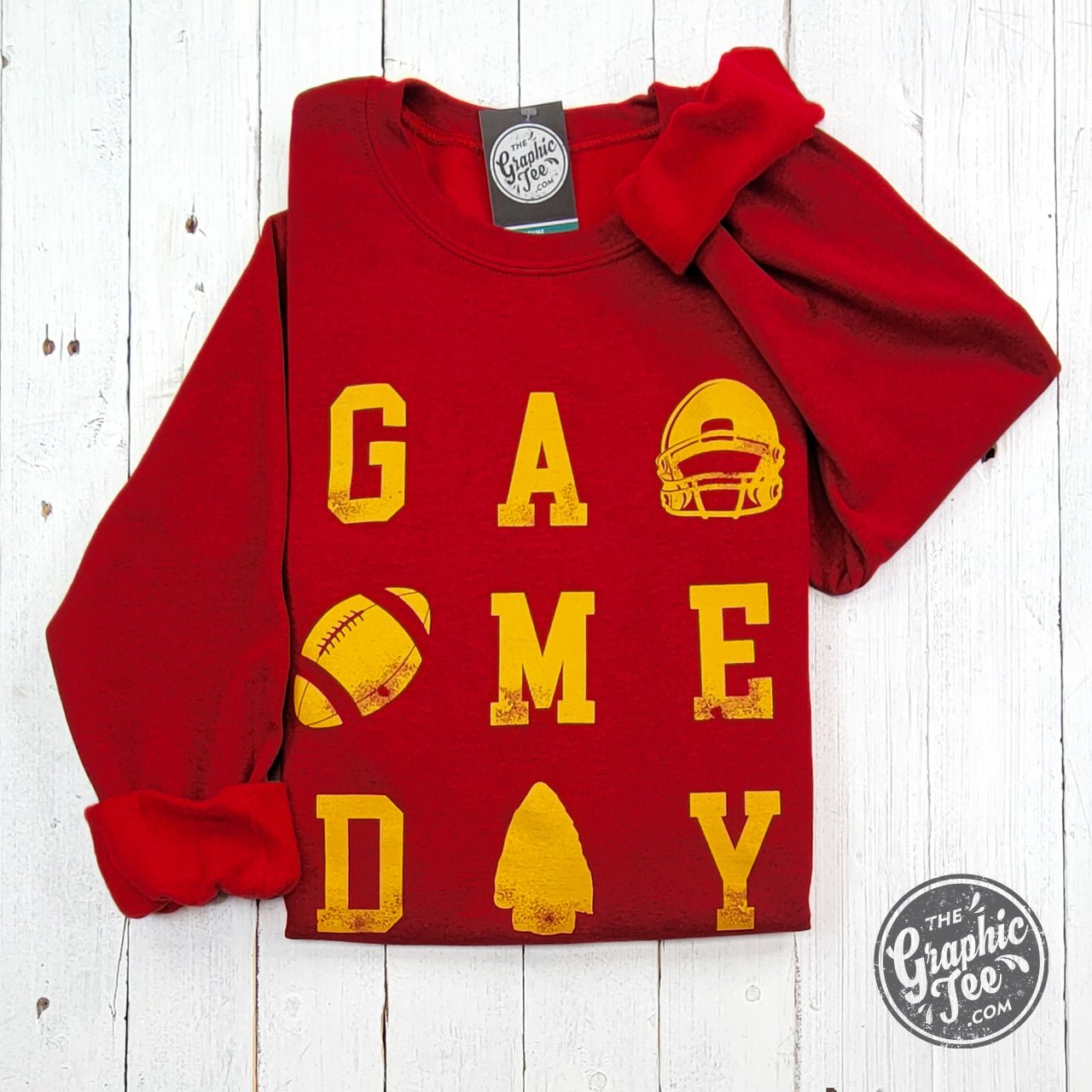 GAME DAY KC Red and Gold Crewneck Sweatshirt - Aaria Tees Aaria Tees