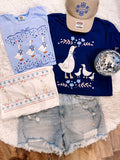 Trendy 90's Geese Graphic Tee Collection - Light Blue Comfort Colors - Aaria Tees Aaria Tees