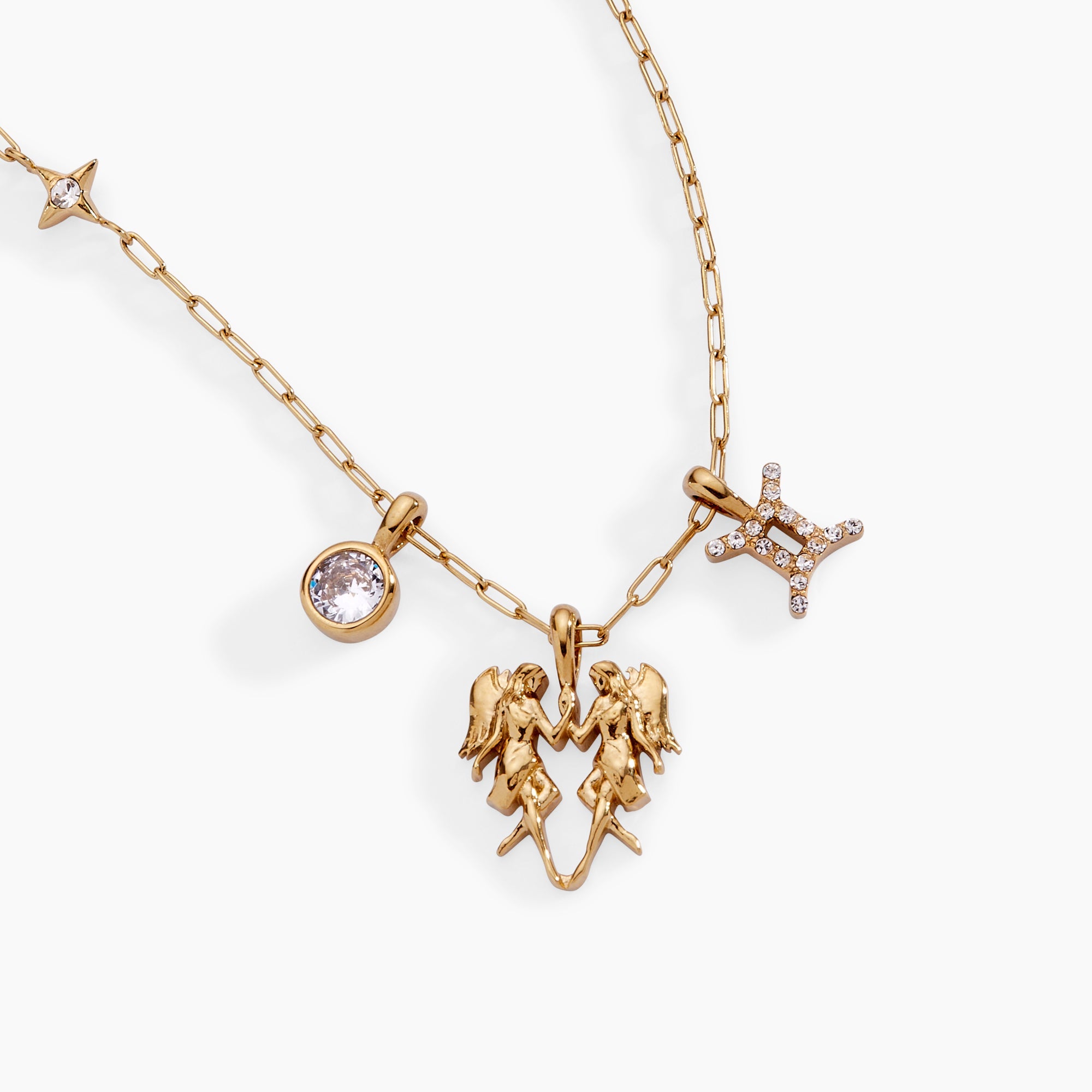 Gemini Zodiac Charm Cluster Necklace - Aaria Tees Aaria Tees
