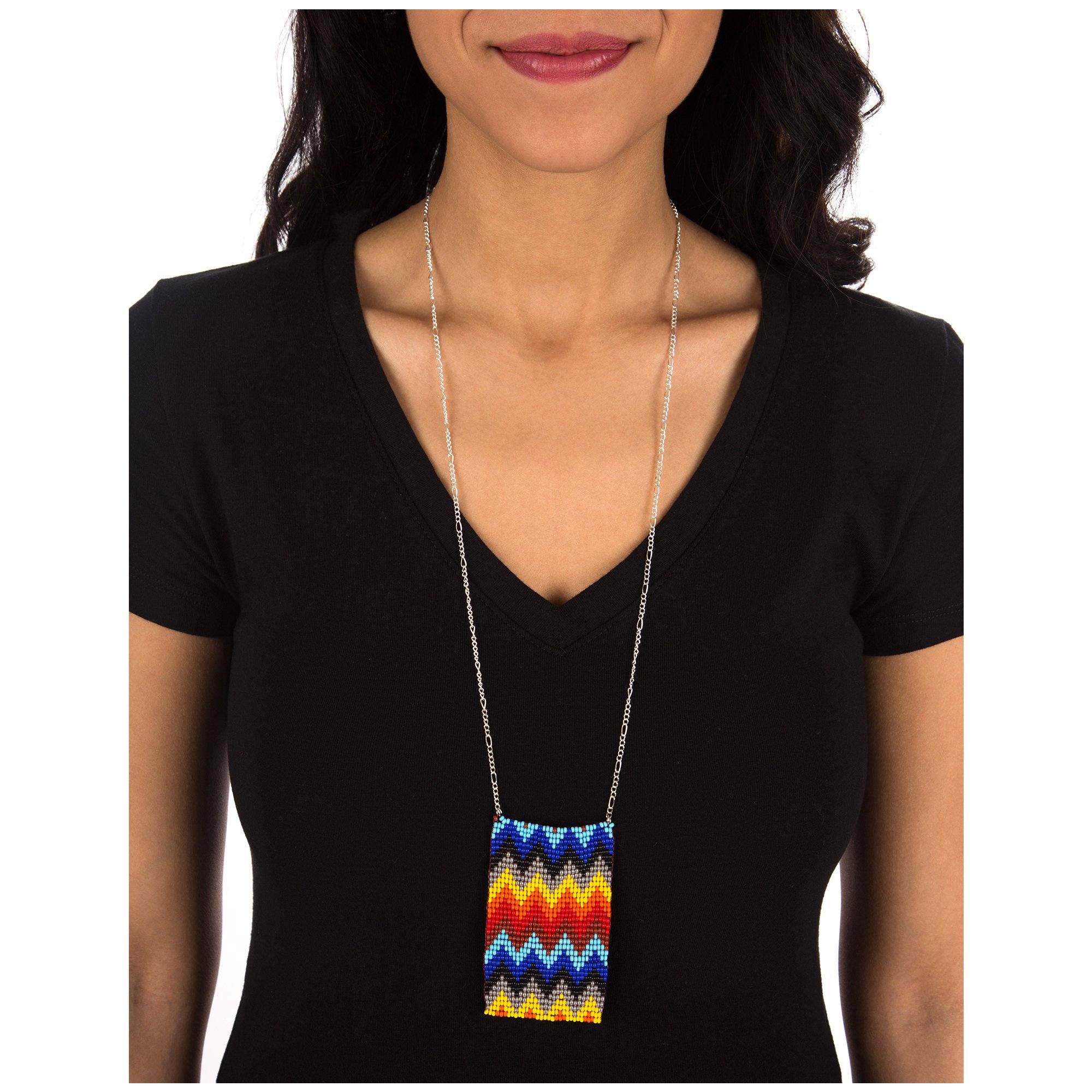 Geometric Beaded Pendant Necklace - Aaria Tees Aaria Tees