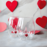 3D Gnome Heart Stemless Wine Glasses Aaria Tees