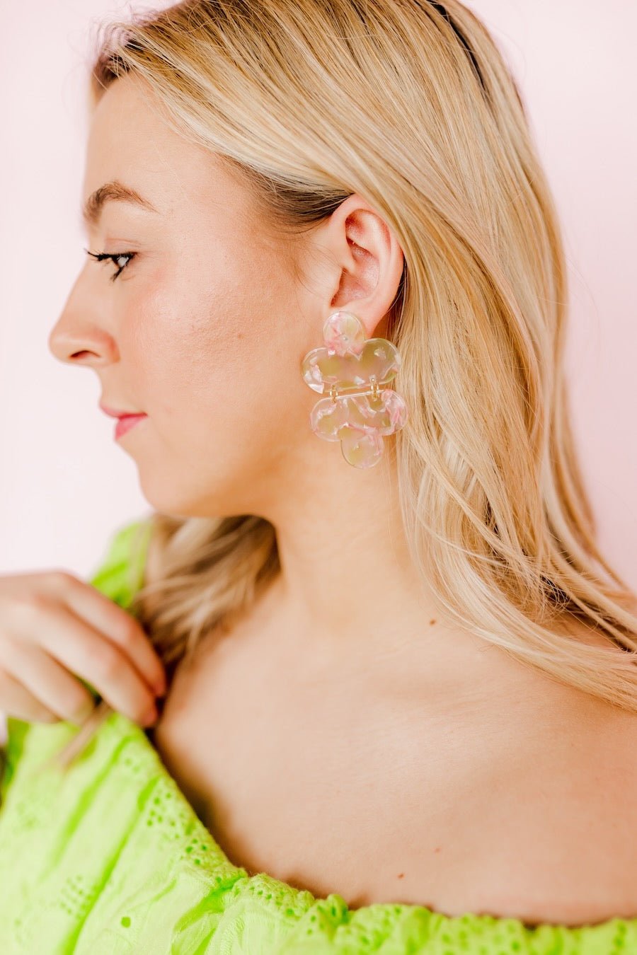 Gianna Statement Earrings - Cherry Blossom - Aaria Tees Aaria Tees