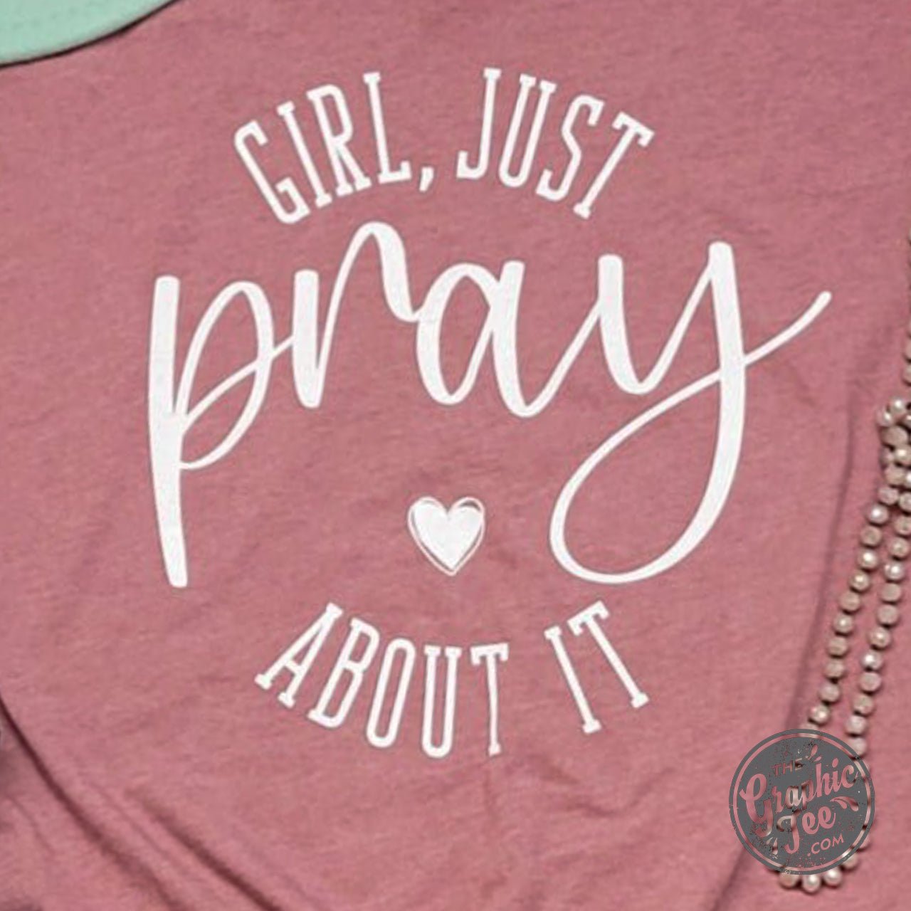 Girl Just Pray About It Heather Mauve Unisex V Neck Tee - Aaria Tees Aaria Tees
